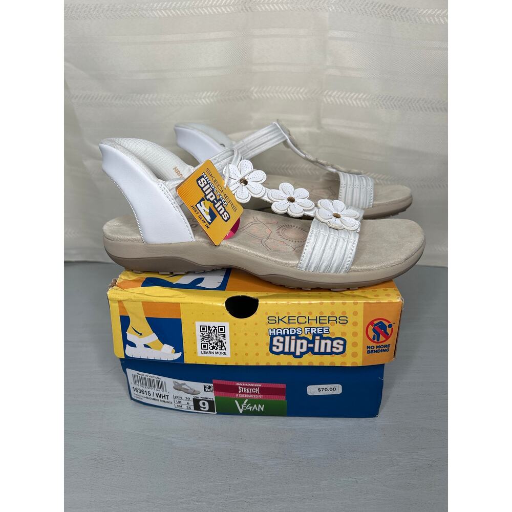 Skechers Reggae Slim Blooming Romance Slip-Ins Sandals White Size 9 - Picture 6 of 16